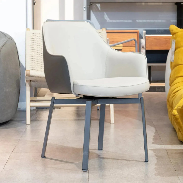 Modern fabric and leather dining chair metal man n20 in real life style.