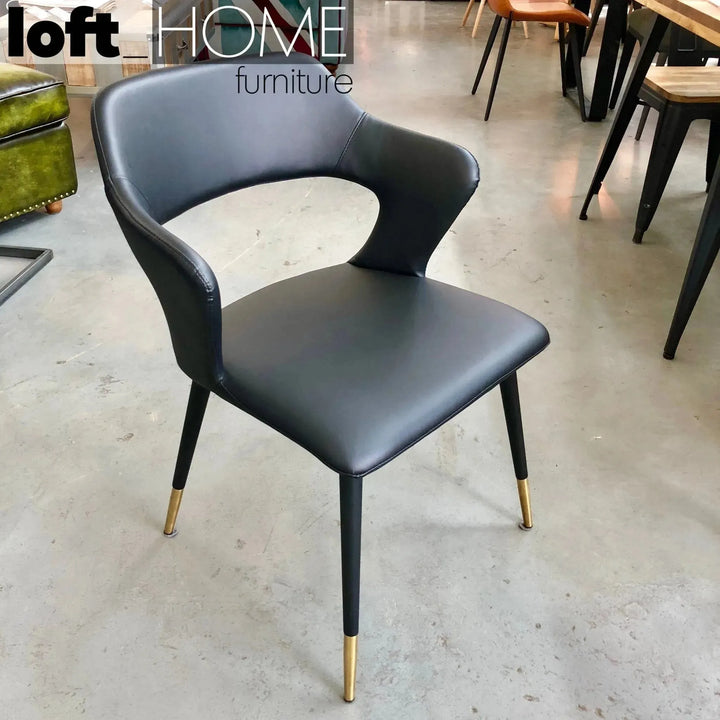 Modern fabric and leather dining chair metal man n2 in details.