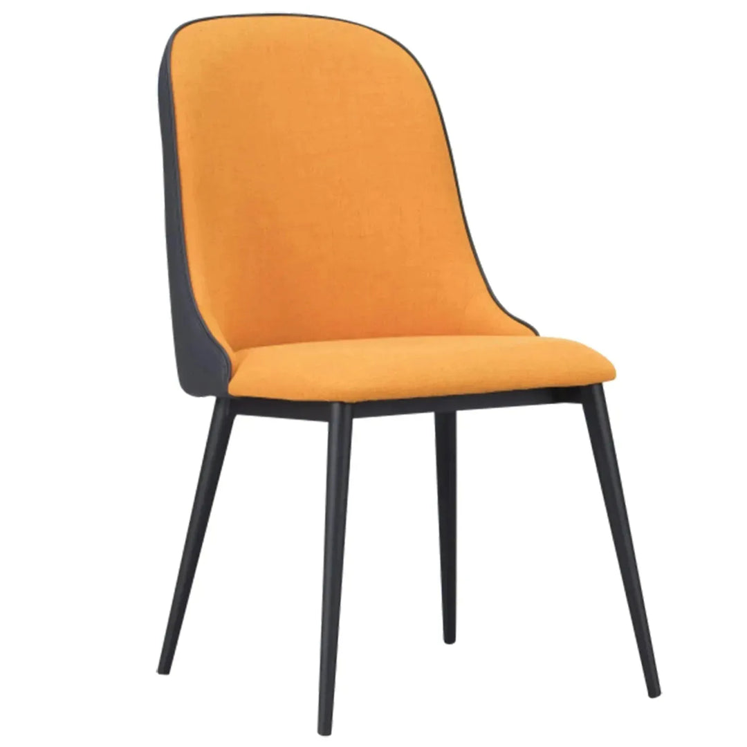 Modern fabric and leather dining chair metal man n5 in white background.