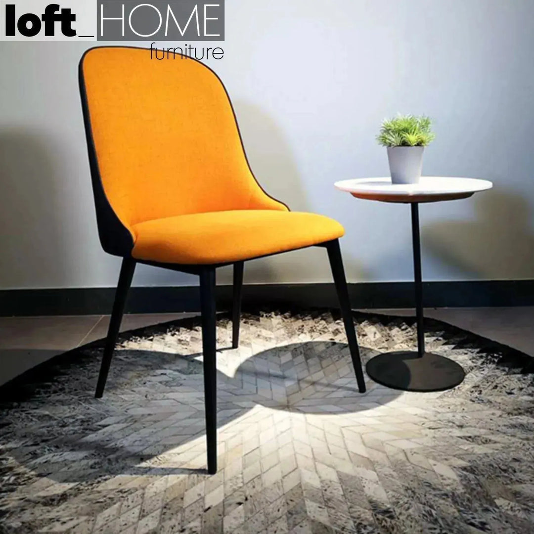 Modern fabric and leather dining chair metal man n5 primary product view.