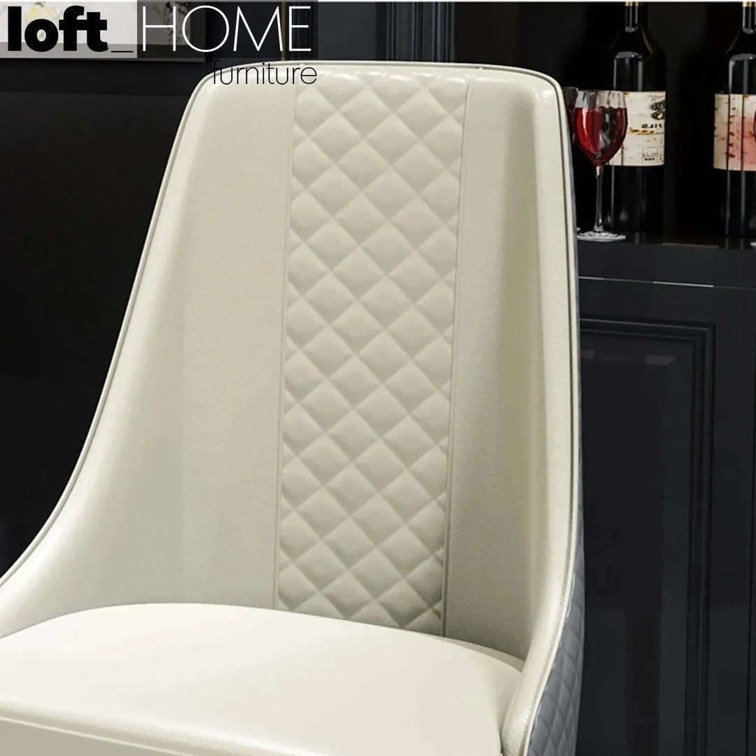 Modern fabric and leather dining chair metal man n7 in details.