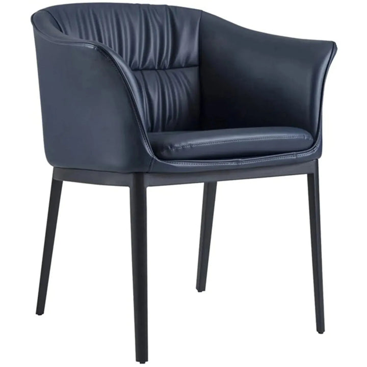 Modern fabric and leather dining chair metal man n8 in details.