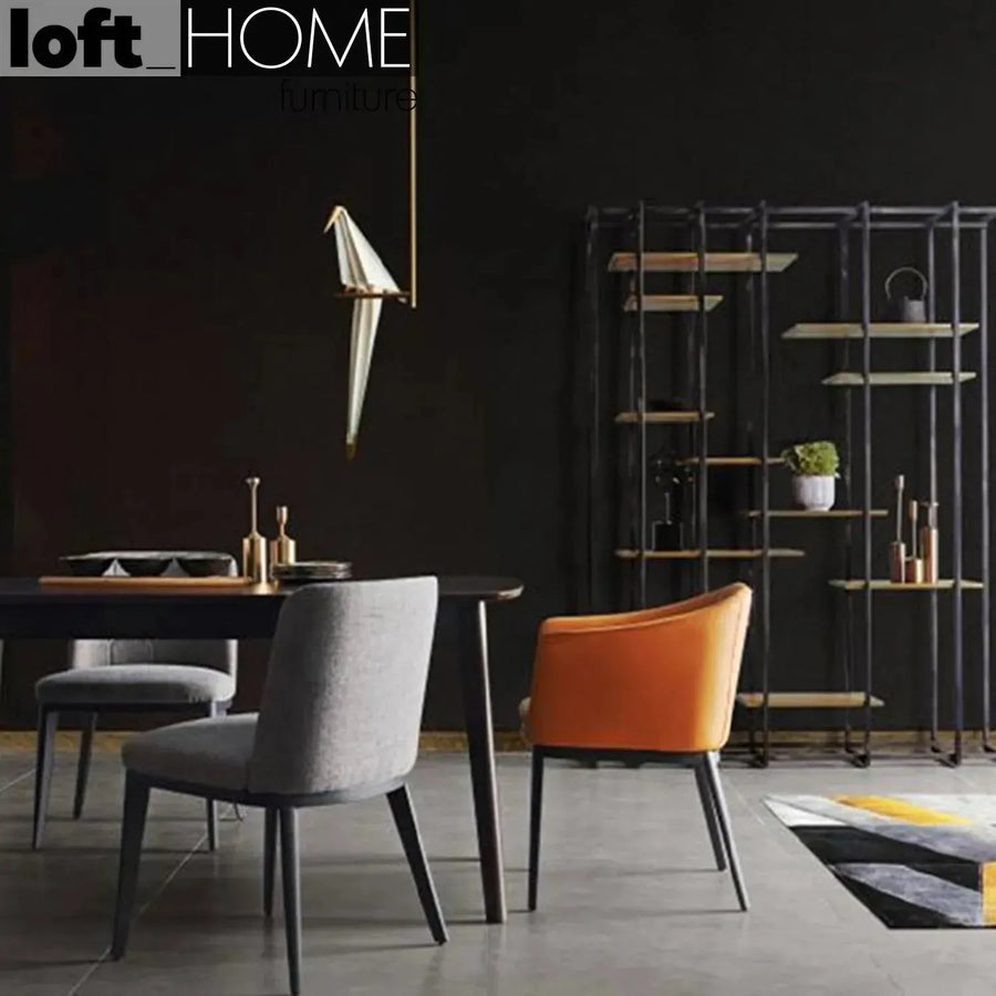 Modern fabric and leather dining chair metal man n8 primary product view.