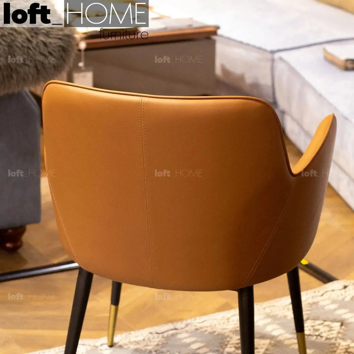 Modern fabric and leather dining chair metal man n9 in still life.