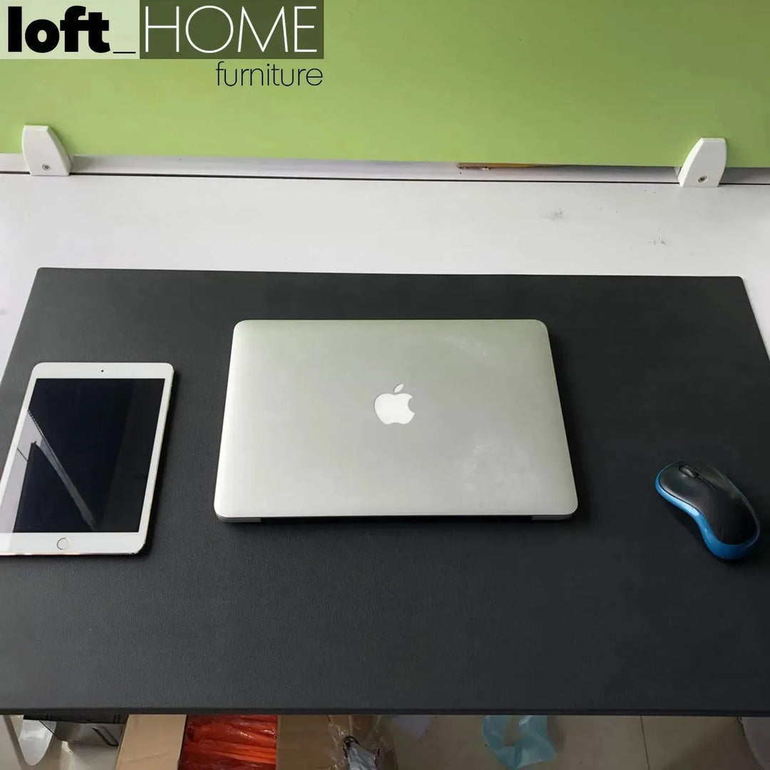 Modern leather smooth desk mat with fixation lip decor conceptual design.