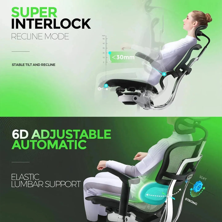 Modern mesh ergonomic office chair black frame with legrest ergohuman e2 with context.