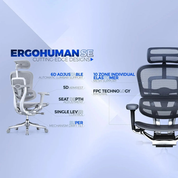 Modern mesh ergonomic office chair grey frame ergohuman e2 material variants.
