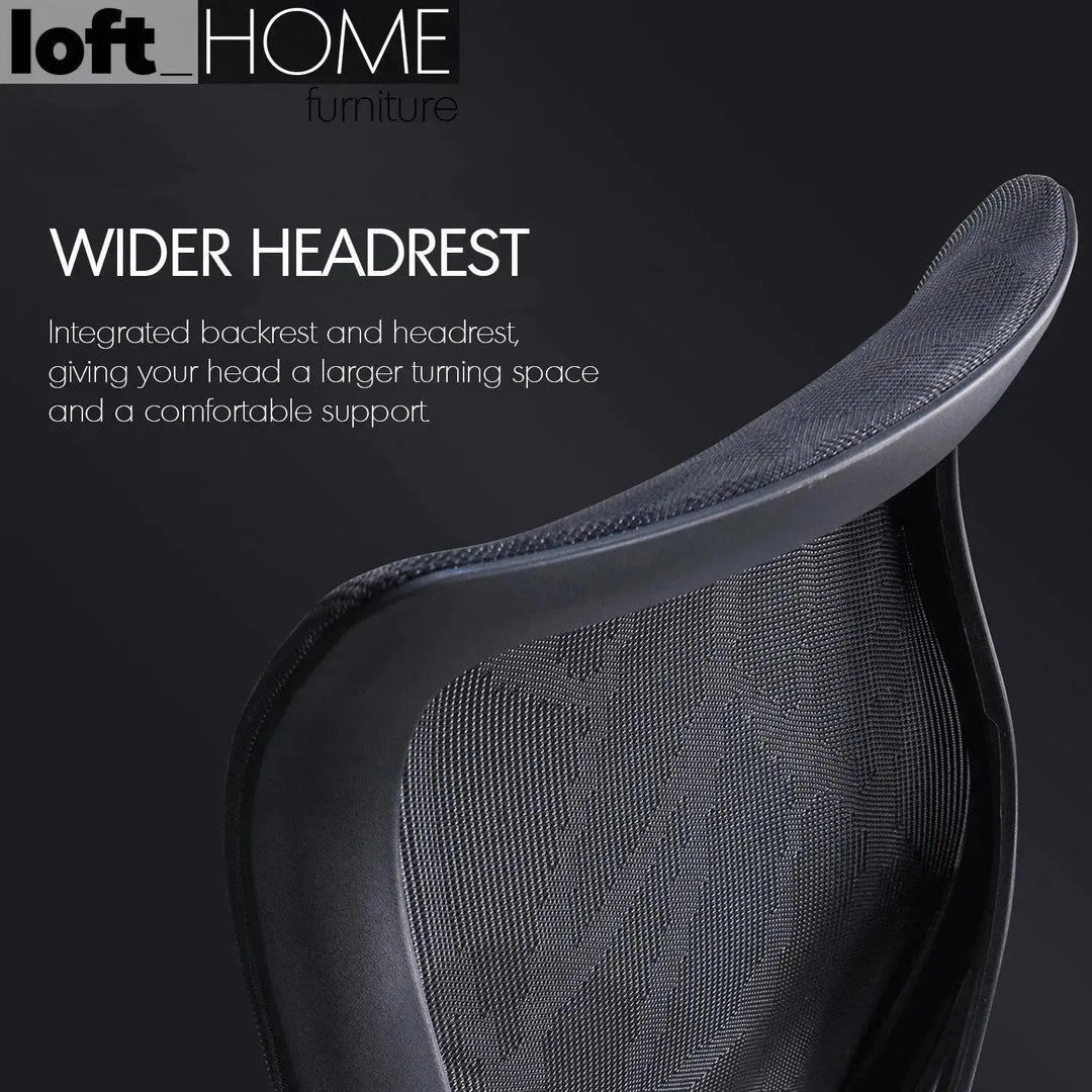 Modern mesh ergonomic office chair sit in panoramic view.