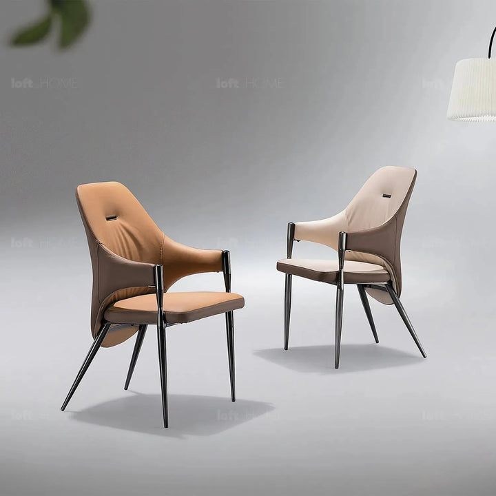 Modern pu leather dining chair aye in still life.
