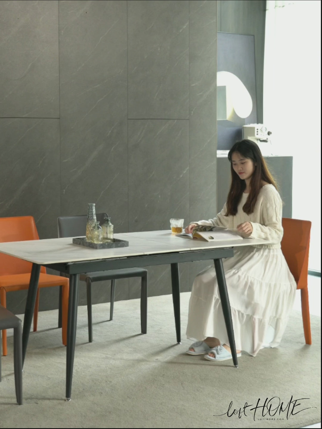 Modern extendable sintered stone dining table nieve detail 1.