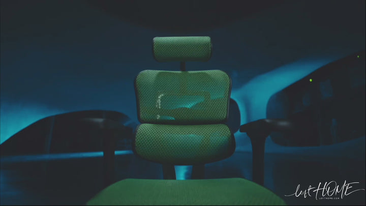 Modern mesh ergonomic office chair black frame with legrest ergohuman e2 detail 1.