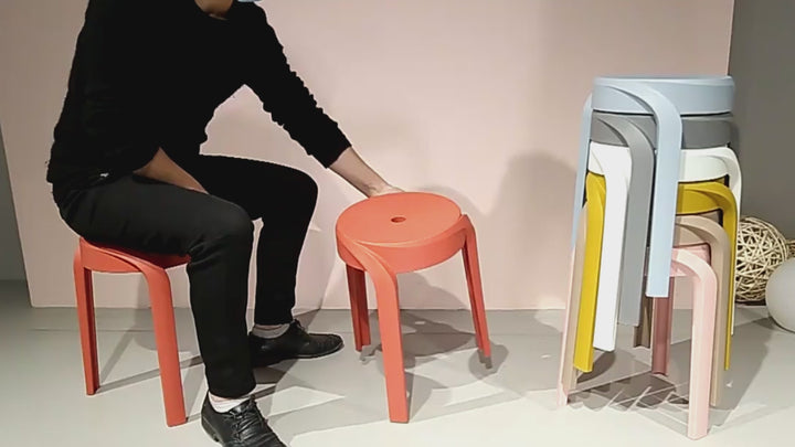 Modern plastic stackable dining stool 4pcs set whirl detail 17.