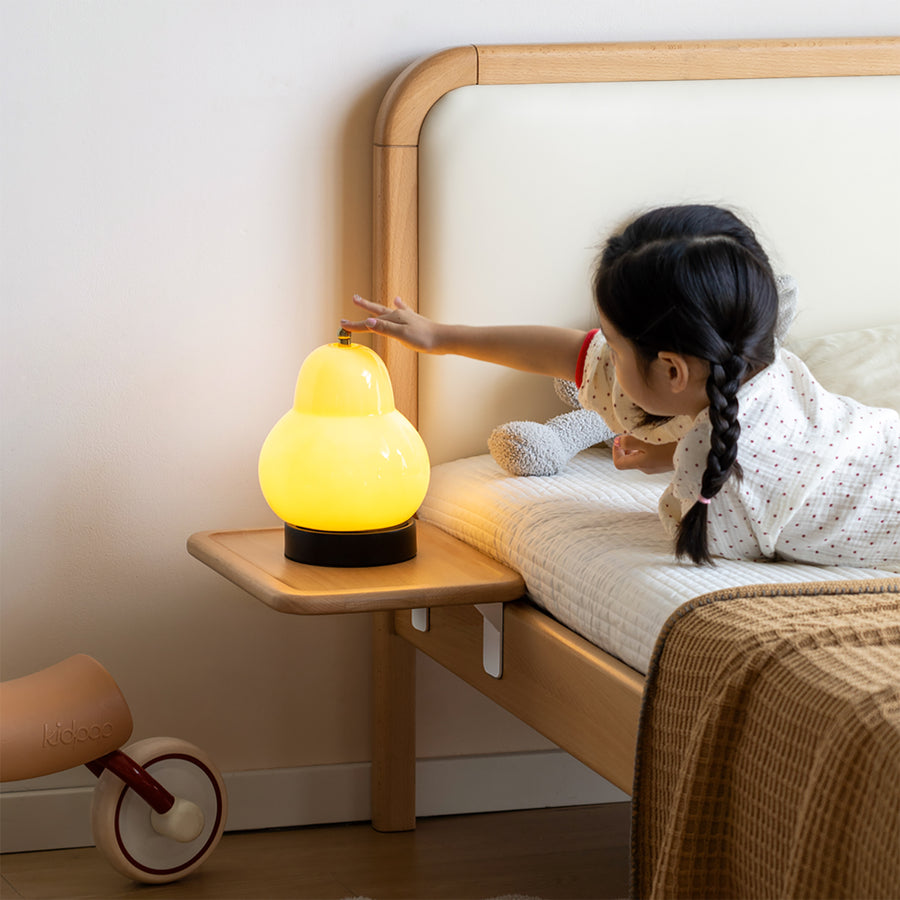 Scandinavian beech wood bedside floating shelf pleni color swatches.