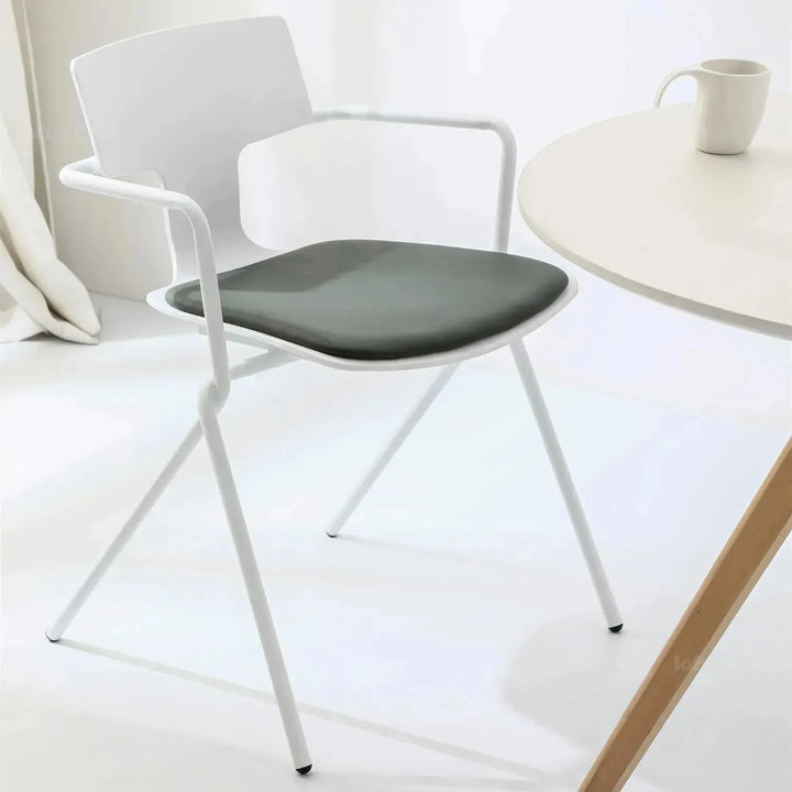 Modern metal dining chair padriac in details.