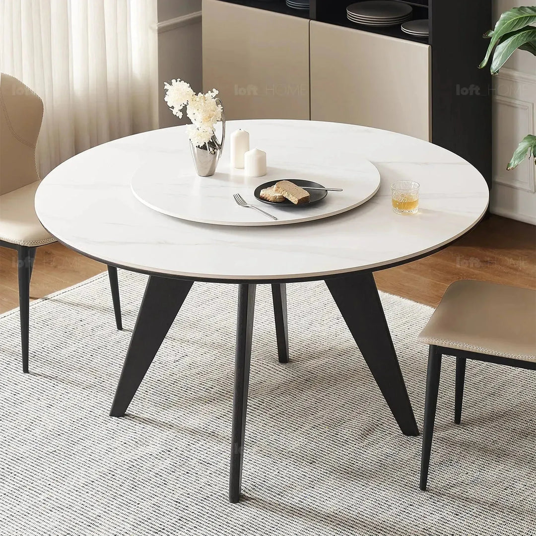 Scandinavian sintered stone round dining table belly detail 7.