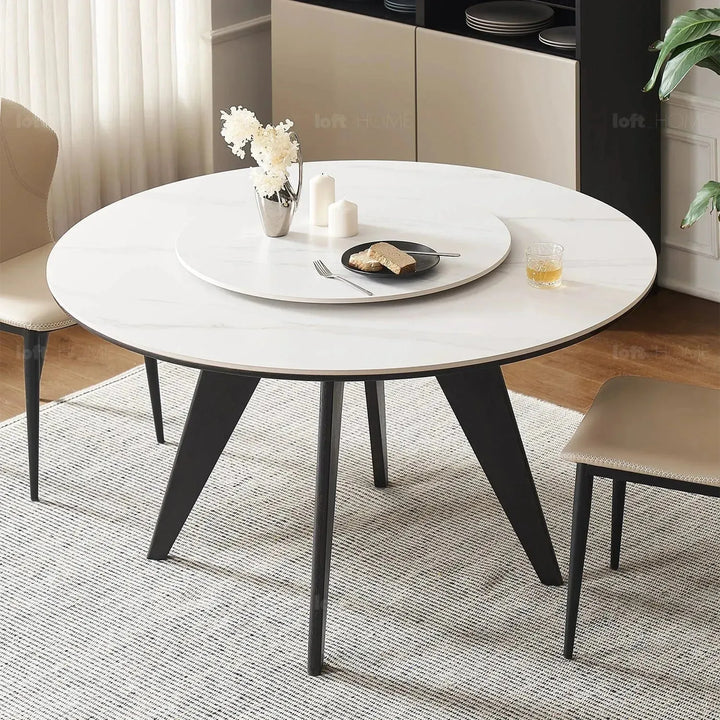 Scandinavian sintered stone round dining table belly detail 7.