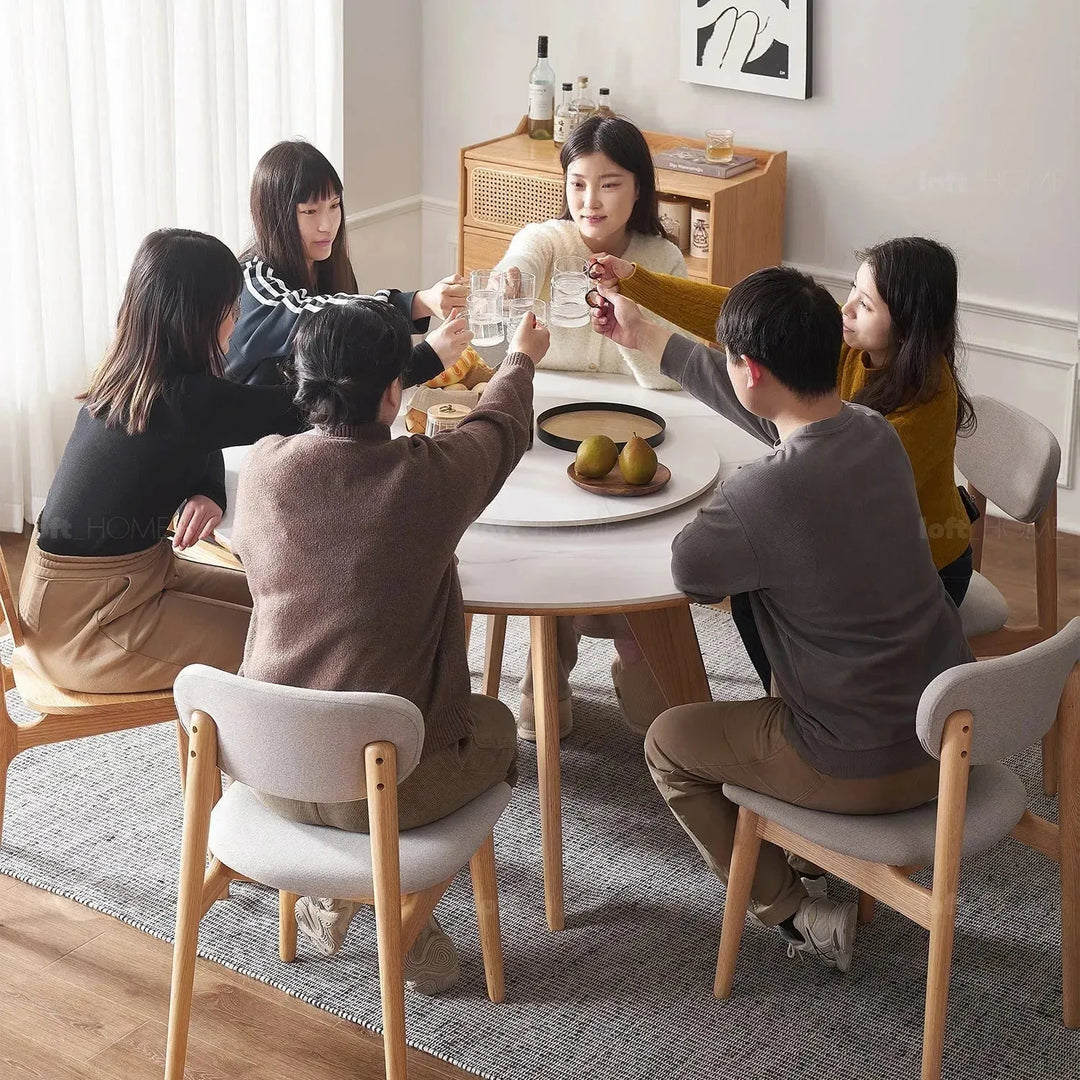 Scandinavian sintered stone round dining table belly detail 5.
