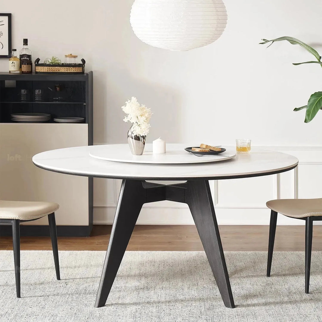 Scandinavian sintered stone round dining table belly detail 6.