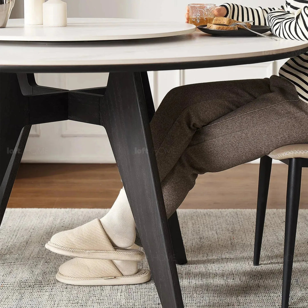 Scandinavian sintered stone round dining table belly detail 10.