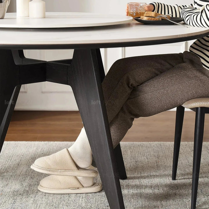 Scandinavian sintered stone round dining table belly detail 10.