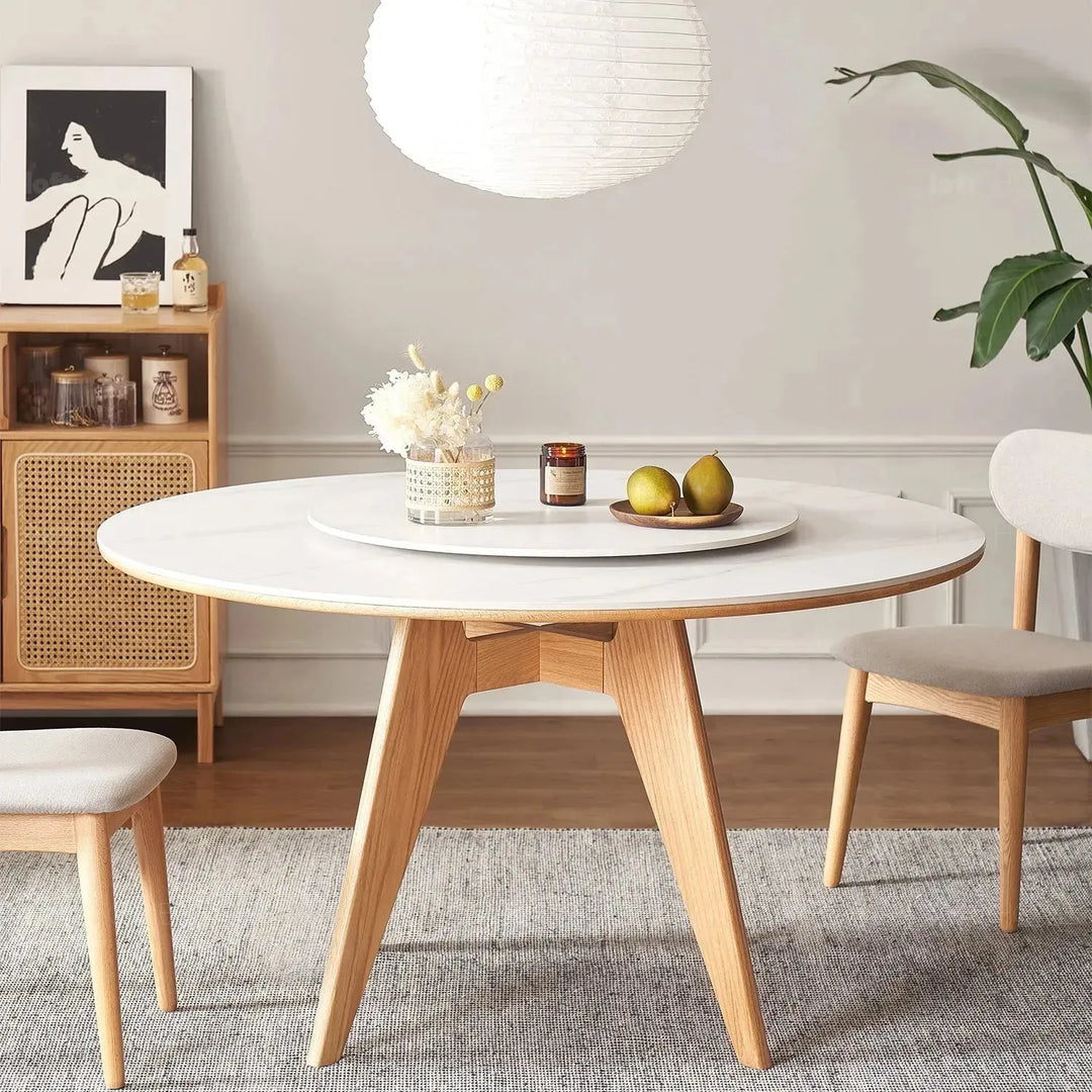 Scandinavian sintered stone round dining table belly detail 3.