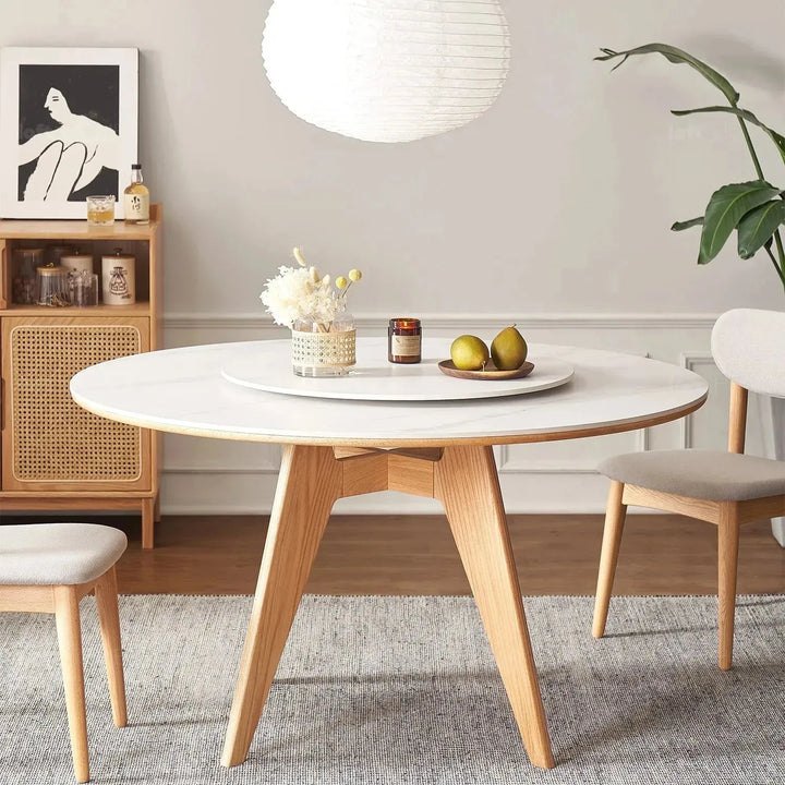 Scandinavian sintered stone round dining table belly detail 3.