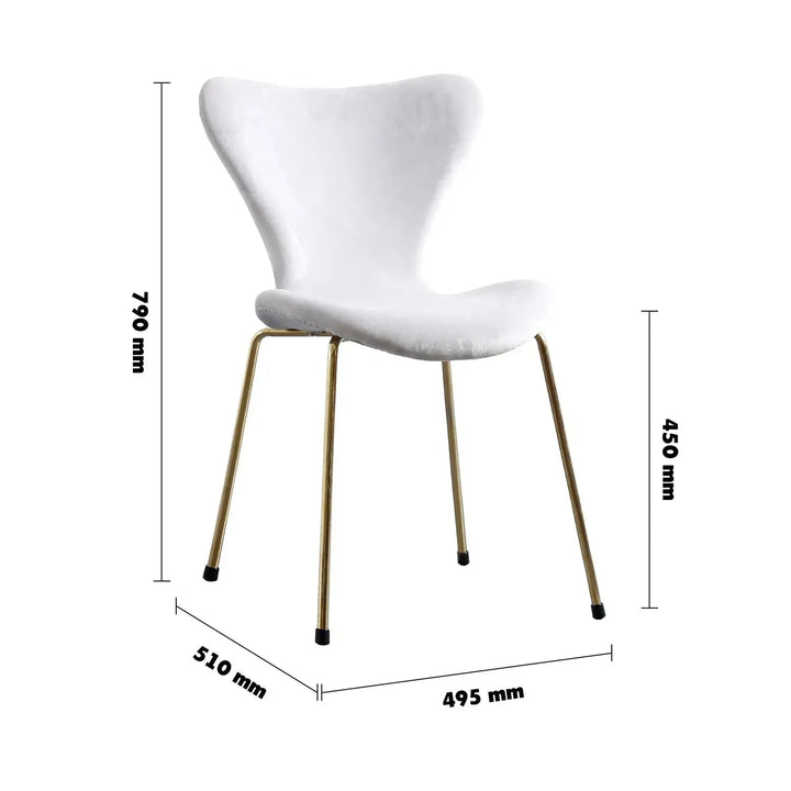 Modern velvet dining chair ant size charts.