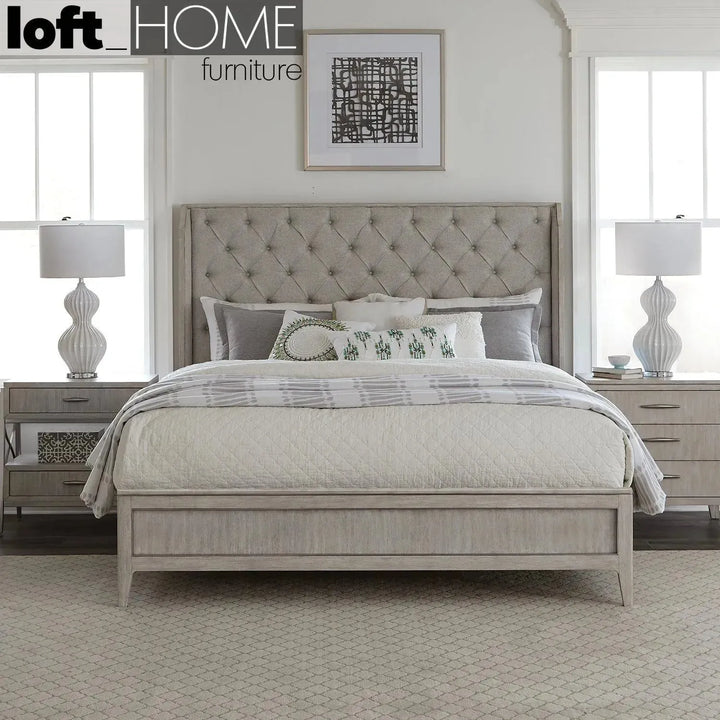 Vintage wood bed frame lilly american king in real life style.