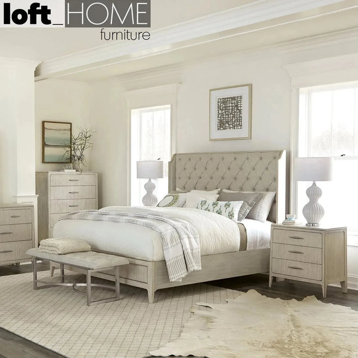 Vintage wood bed frame lilly american king with context.