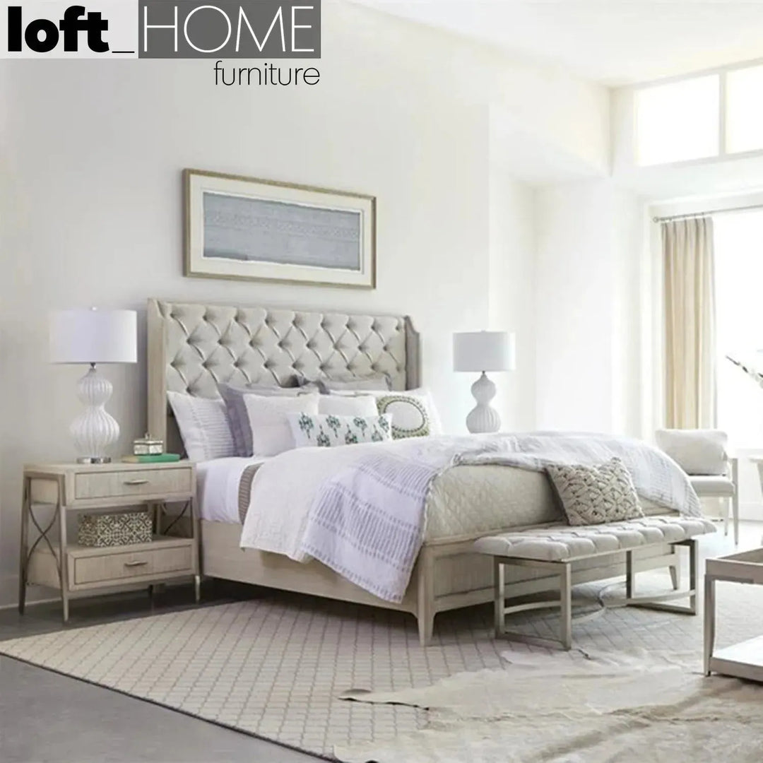 Modern wood side table lilly in real life style.